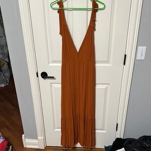 Rust Orange Sleeveless Maxi Dress